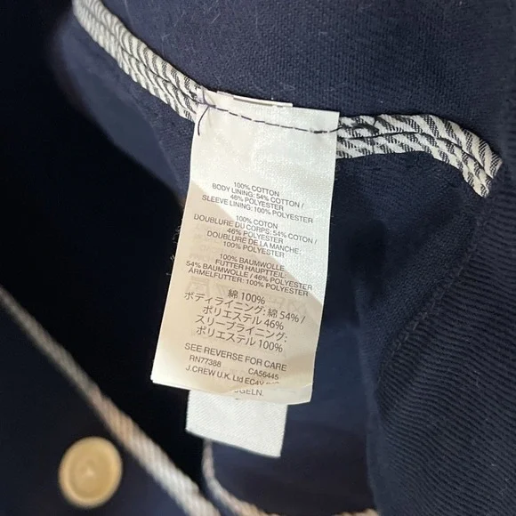 J.Crew Heavyweight Cotton Twill Pea Coat Navy Jacket‎ Size 10 - Picture 12 of 14